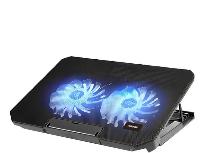 ESENSE 逸盛 冷光雙風扇筆電散熱墊 E-C2, 黑色, 1個