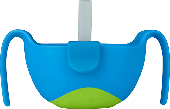 b.box 專利吸管三用碗 6個月以上寶寶適用 附儲物蓋, 海洋藍, 1組