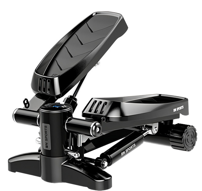 踏步機 附彈力拉繩 + 便利工具 + 減震地墊 + 潤滑油, 黑色