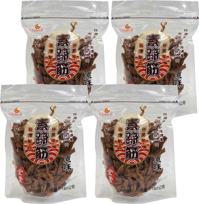Chiao-E 巧益 豆干 豆乾 素蹄筋 原味 全素, 180g, 4包