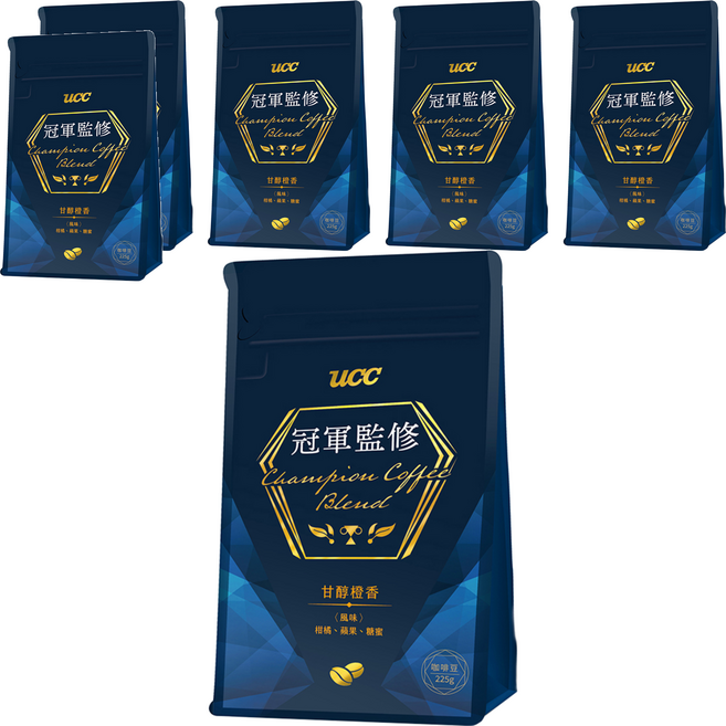 ucc 冠軍監修甘醇橙香咖啡豆, 咖啡豆(無研磨), 225g, 6包