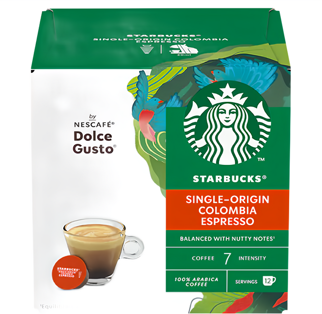 STARBUCKS 星巴克 NESCAFE 雀巢咖啡 Dolce Gusto 多趣酷思 哥倫比亞濃縮咖啡膠囊, 5.5g, 12顆, 1盒
