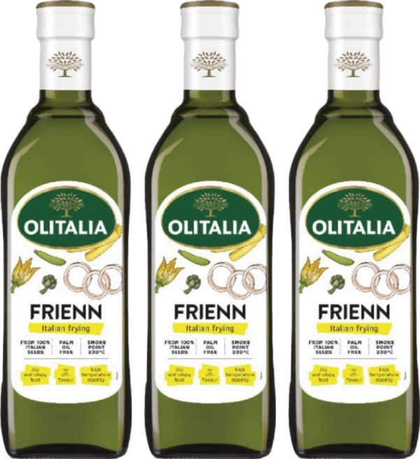 OLITALIA 奧利塔 高溫專用葵花油 含有三倍單元不飽和脂肪 新配方添加天然抗氧化維生素E 發煙點高達230度, 750ml, 3瓶