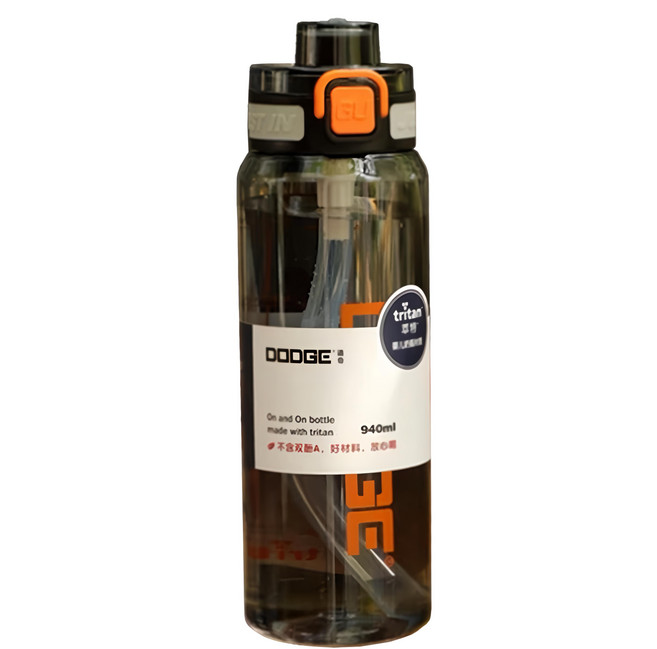 DODGE 道奇 透明水壺, 玄墨黑, 940ml, 1個