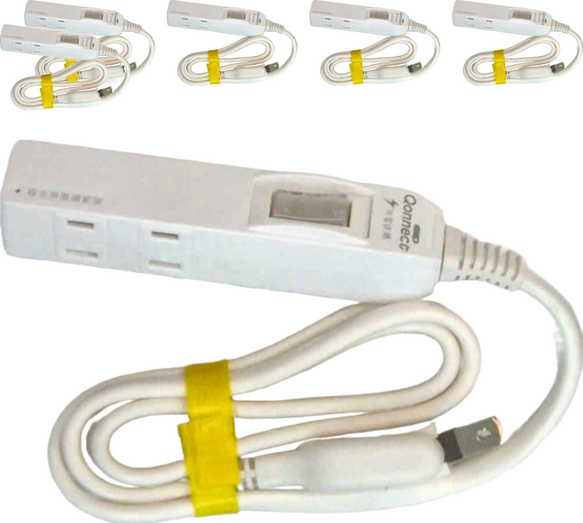 Qonnect 1開4插2P高溫斷電延長線, 1m, 白色, 6條