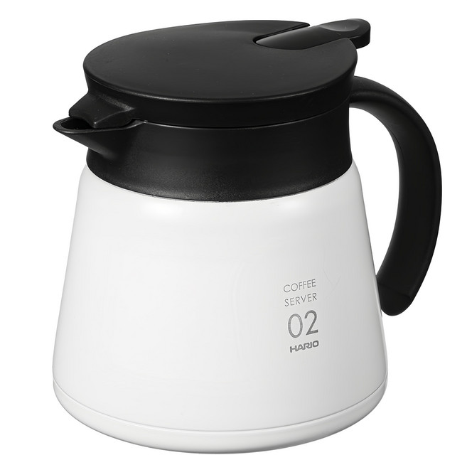 HARIO 好璃奧 V60 不鏽鋼保溫咖啡壺 VHS-60, 白色 + 黑色, 600ml, 1個