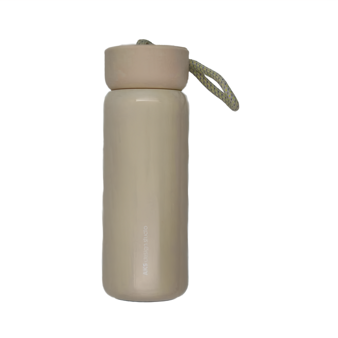 AKS 鈕繩保溫瓶 小, 米扣 米色, 350ml, 1個