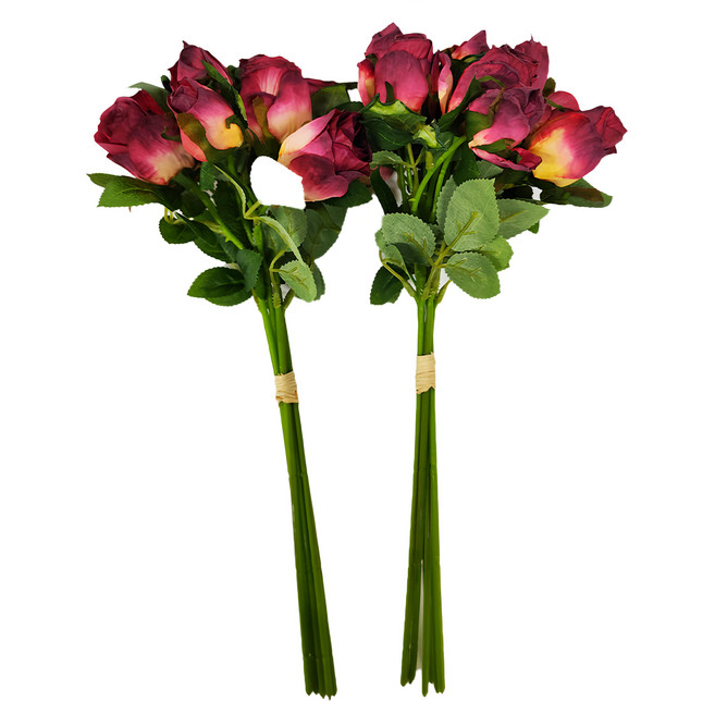 KUIBAO 快豹生活 仿舊玫瑰花束 12朵 2束, 秋紅色, 1組