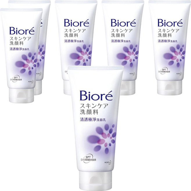Biore 蜜妮 台灣公司貨 清透極淨洗面乳, 100g, 6條