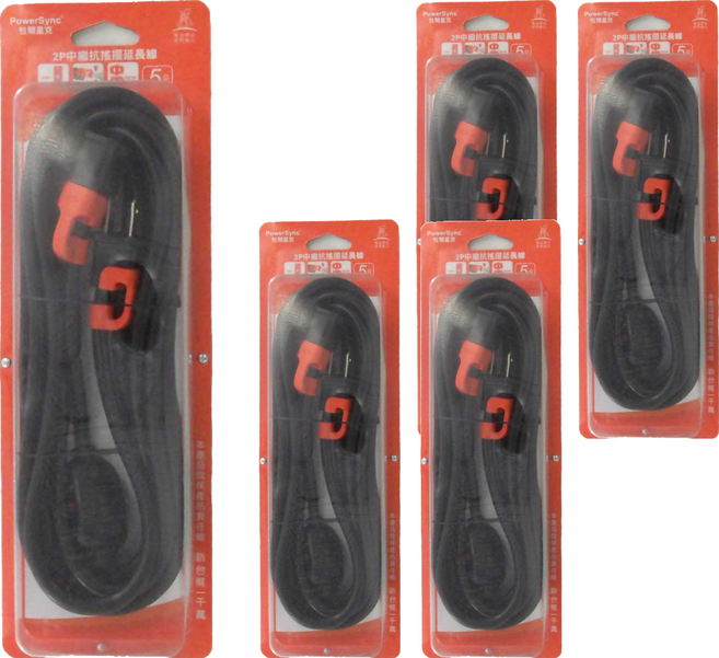 PowerSync 群加 2P 一對一中繼抗搖擺延長線 TS1VC030, 5個, 黑 + 橘色, 3m