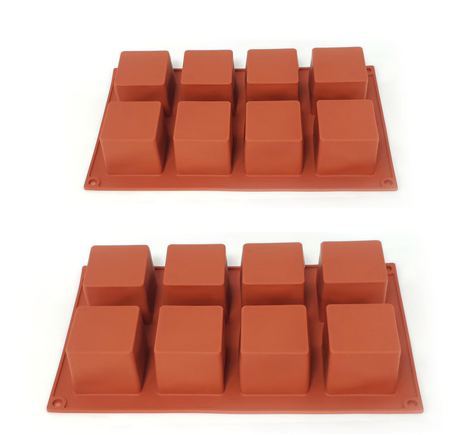 Bestom 8格矽膠方型模具 295x170x53 毫米, 磚紅色, 2個