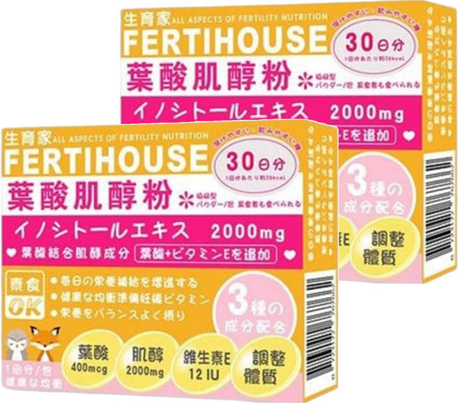 FERTIHOUSE 生育家 葉酸肌醇粉包, 30包, 3g, 2盒