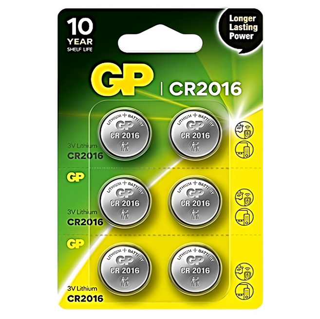 GP Batteries 超霸 鈕型鋰電池 CR2016, 1組, 6顆