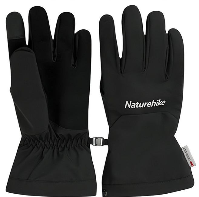 Naturehike 挪客 野途防風防水加厚保暖觸控手套 KA026, 耀石黑, 1雙