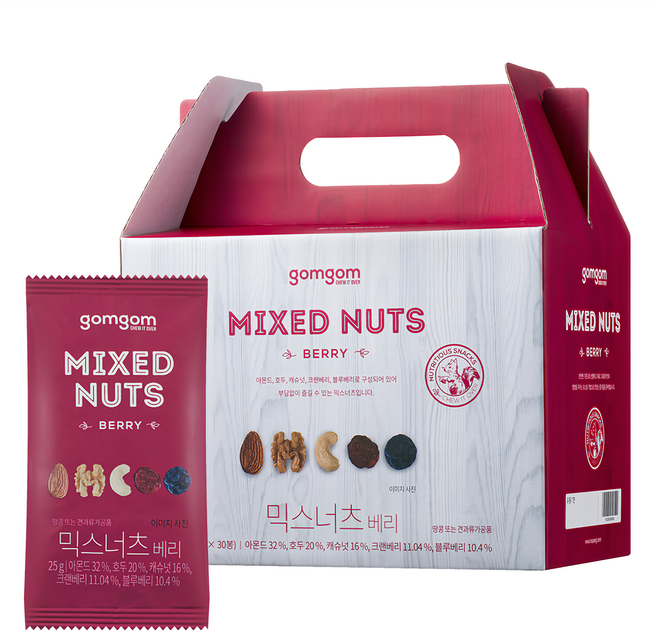 gomgom 莓果口味綜合堅果, 25g, 30包