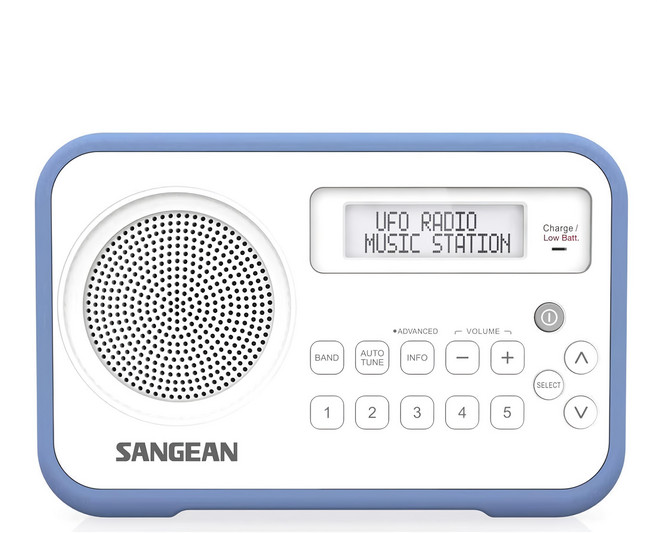 SANGEAN 山進電子 二波段 數位式時鍾收音機 LCD顯示器, PR-D30, WHITE-BLUE
