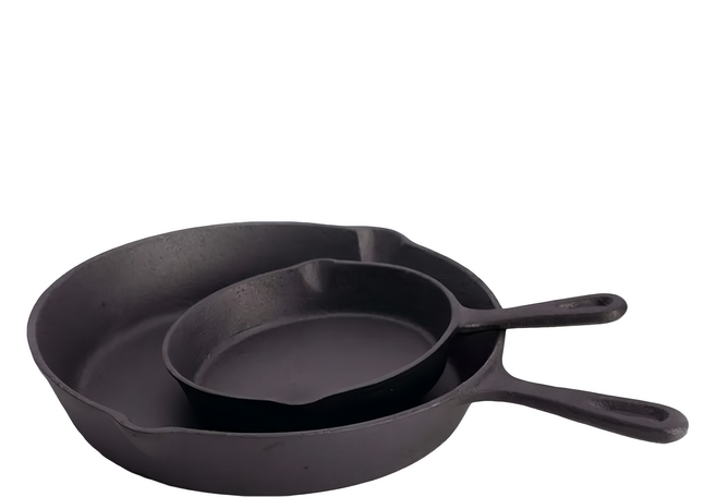 ROYCE 皇家玫瑰 雙鍋組 原礦鑄鐵鍋26cm1入 + 平底鍋16cm1入, 26公分原礦鑄鐵鍋 + 16公分平底鍋雙鍋, 黑色, 1組