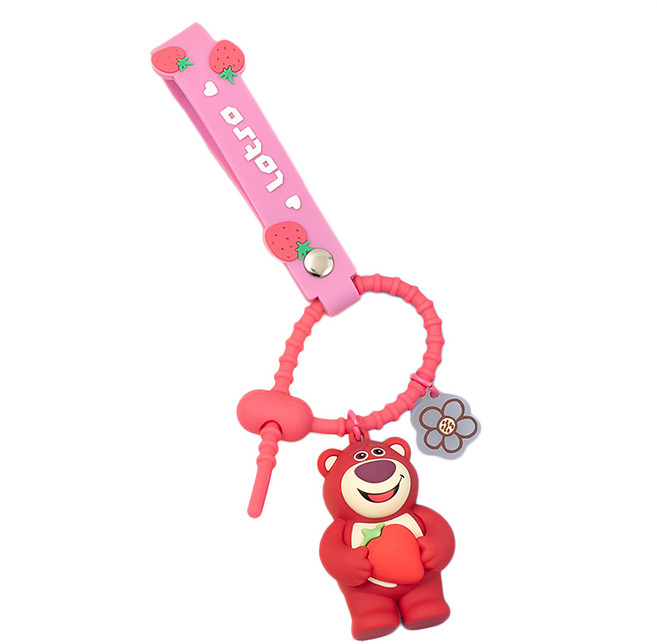 Disney 迪士尼 矽膠立體造型鑰匙圈 CA865 20 x 4.5cm, 草莓熊抱哥 粉色, 1個