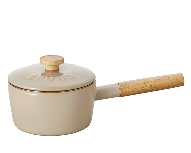 BRUnO 電磁爐可用 琺瑯單柄湯鍋, 16cm, 迷霧灰, 1個