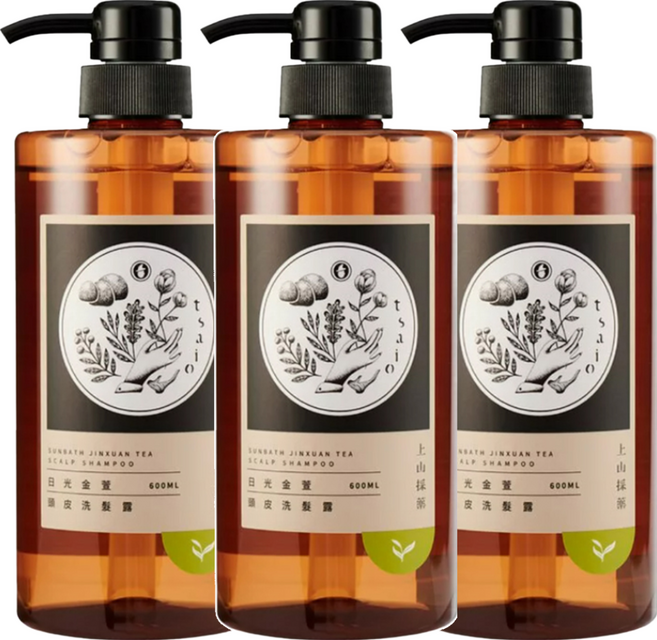 tsaio 上山採藥 頭皮洗髮露 日光金萱, 3瓶, 600ml