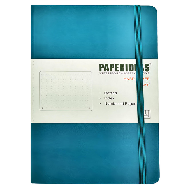 PAPERIDEAS A5 硬皮 點陣筆記本 188頁, 孔雀綠, 1本