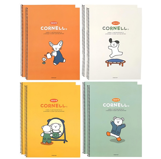 PINKFOOT 1500 kkomang 康乃爾線圈筆記本組, 1組, 橘色 + 灰色 + 黃色 + 藍色