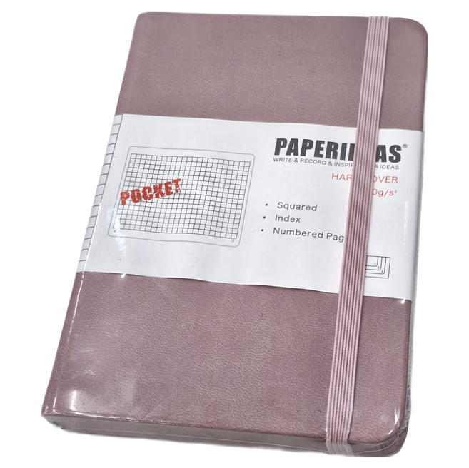 PAPERIDEAS 硬皮方格筆記本 188頁 A6, 冰莓粉, 1本