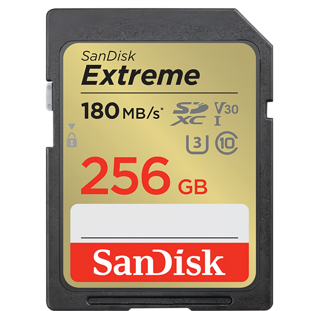SanDisk 晟碟 公司貨 Extreme SDXC V30 U3 C10 UHS-I 180MB/s R 130MB/s W 記憶卡, 256GB, 1個