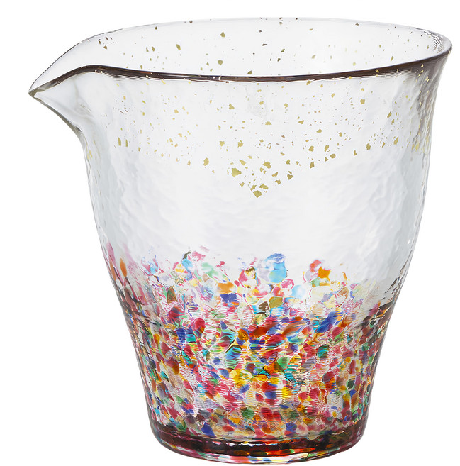 津輕 手作金彩花火公杯 直徑106 x 110mm 280ml, 透明色/紅色, 1個