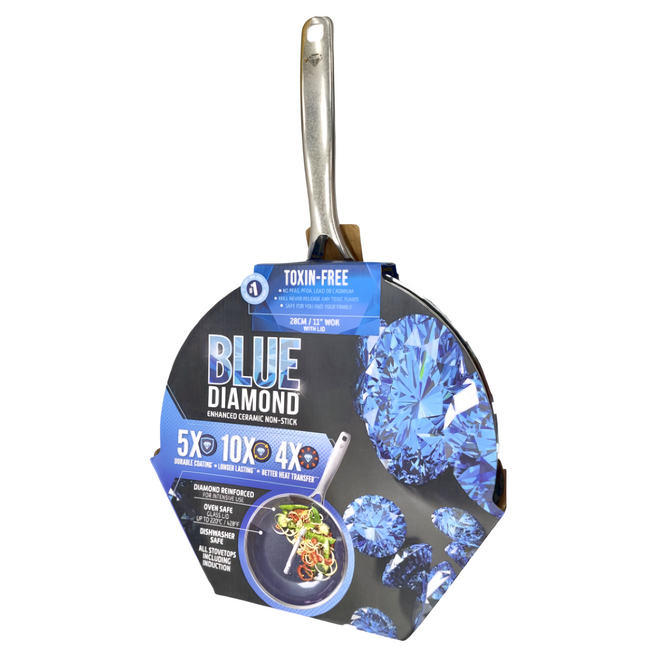 BLUE DIAMOND 藍鑽 不沾炒鍋 含上蓋, 28cm, 1組