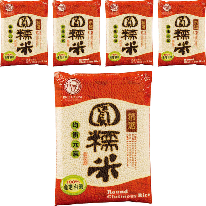 RICE HOUSE 米屋 圓糯米, 600g, 5包