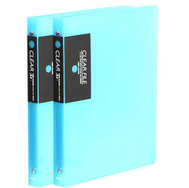 Heemang A4半透明O型環文件夾 40頁 2入, 天藍色, 1組