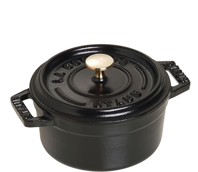 Staub 圓型琺瑯鑄鐵鍋 10cm 黑色 雙耳設計, 1個