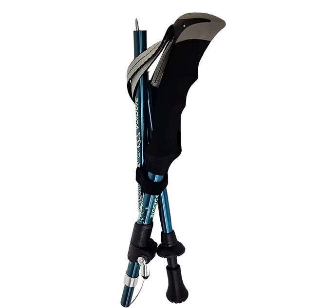 DIBOTE 迪伯特 外鎖式7075航太級鋁合金折疊登山杖, 藍色, 1支