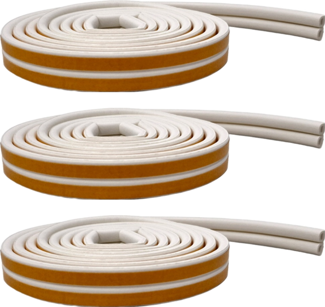 D型隔音條 250cm 40g, 白色, 3條