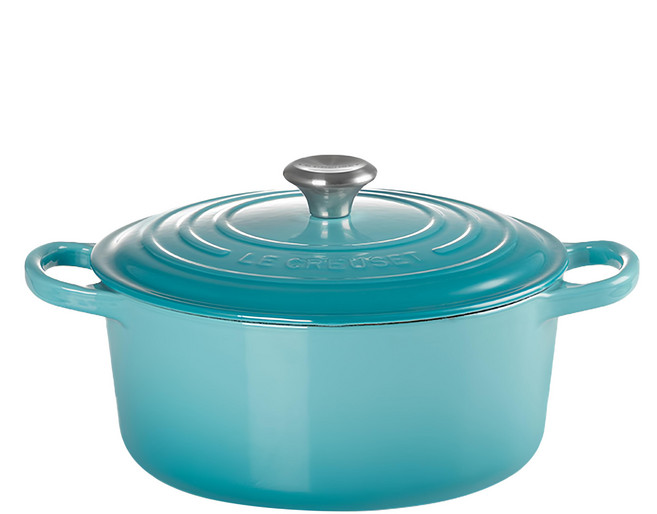 LE CREUSET 圓鐵鍋 附鋼頭鍋蓋 3.3L, 22cm, 加勒比海藍, 1個