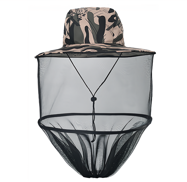 捷華 防蚊罩登山帽 男女通用 防曬 登山 釣魚 露營, 字母軍綠迷彩