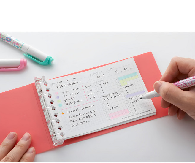maruman 9孔時間規劃活頁紙B7, 50枚, 1入