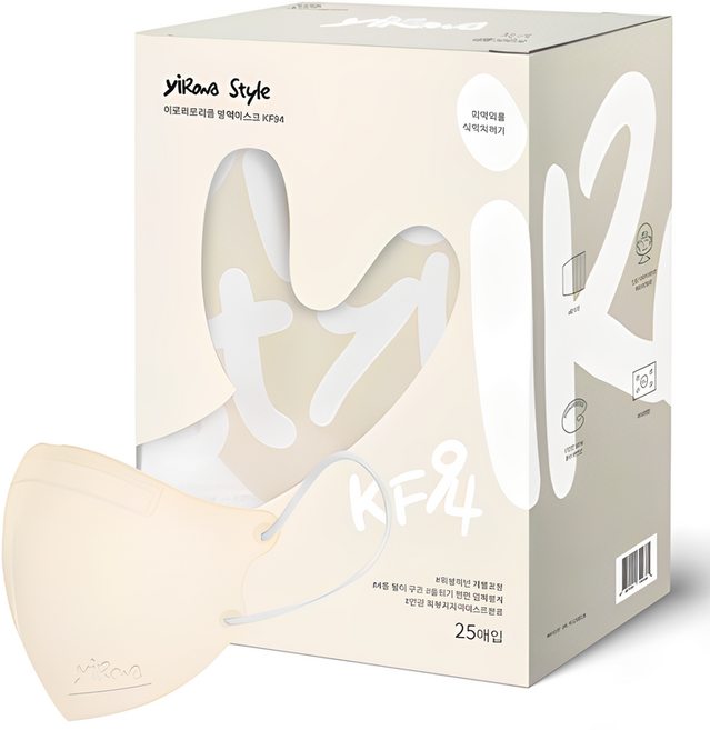 이로와 KF94 새부리형 마스크 대형, 25매입, 2개, 아이보리