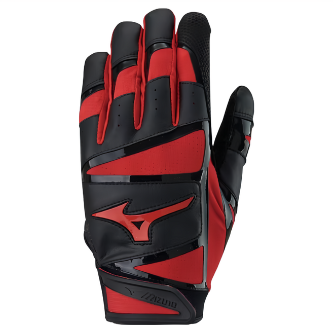 Mizuno 美津濃 打擊手套 1ETEA43362, 紅色 + 黑色, 1雙