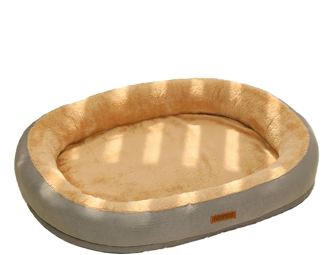 KimPets 仿兔絨柔軟橢圓寵物窩, 淺灰色, 1個