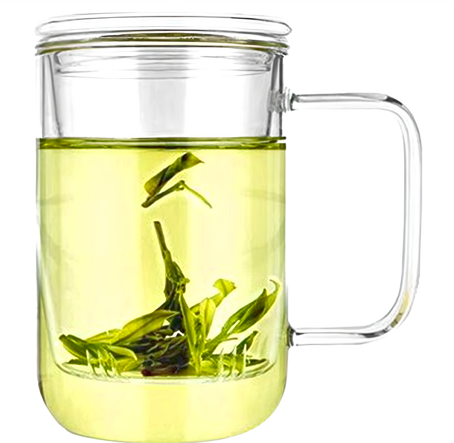 RELEA 物生物 君子耐熱玻璃泡茶杯 附濾茶器, 透明, 420ml, 1個