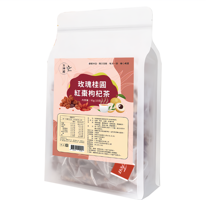 仁濟中藥 女神殿 玫瑰桂圓紅棗枸杞茶/女神四物茶, 8g, 15包, 1袋