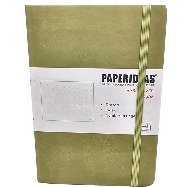 PAPERIDEAS A5 硬皮點陣筆記本 188頁, 山梔茶, 1本