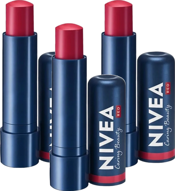 NIVEA 妮維雅 香榭紅唇輕吻護唇膏, 4.8g, 3件, 熔岩玫瑰紅