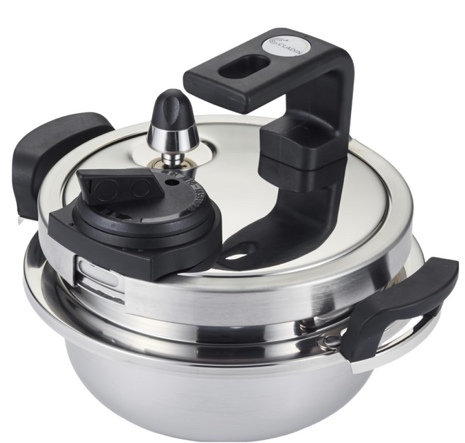 CLADIN 全三層壓力鍋 3人份, 1個, 2.2L, 銀色 + 黑色