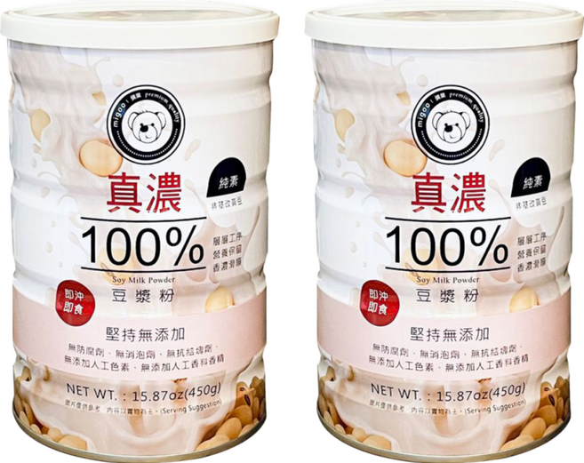 migoo 彌菓 真濃100%豆漿粉 熟粉, 450g, 2罐