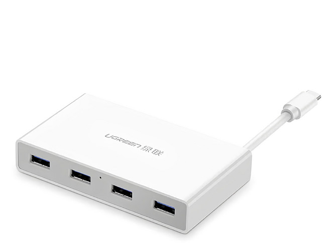 UGREEN 綠聯 4 Port USB3.0 Type-C PD集線器 30278 70mm 手機筆電通用款, 白色, 1個