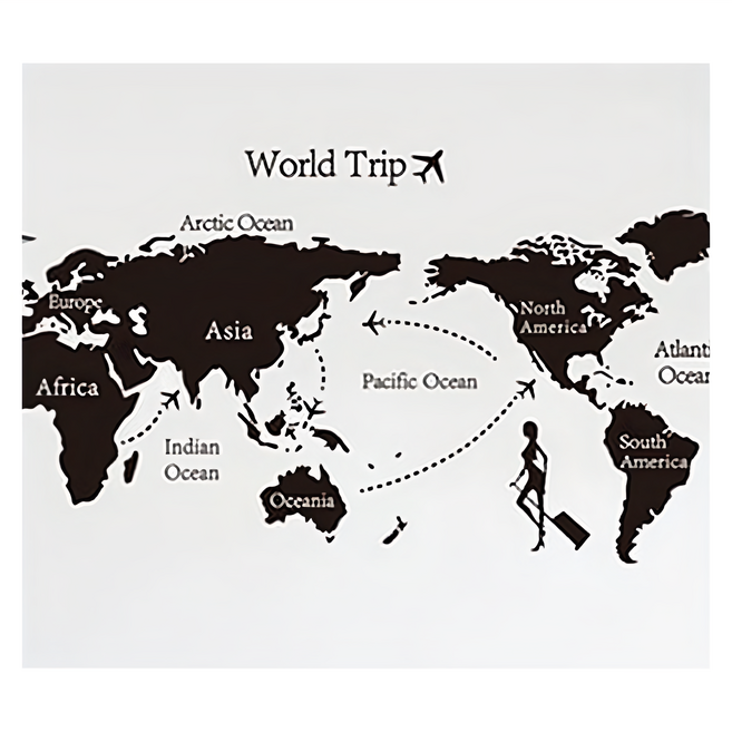 JB Design 裝飾壁貼, 世界地圖 黑色 + 白色