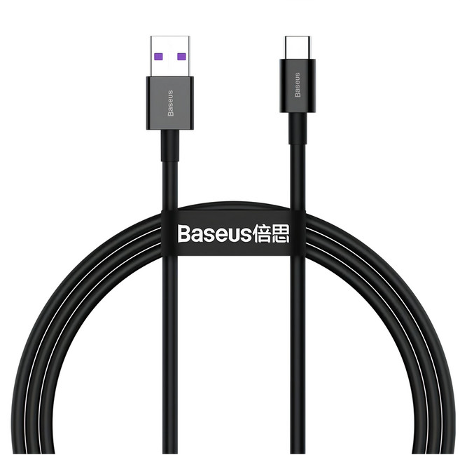 Baseus 倍思 優勝系列 Type-C快充數據線 66W, 2m, 黑色, 1個